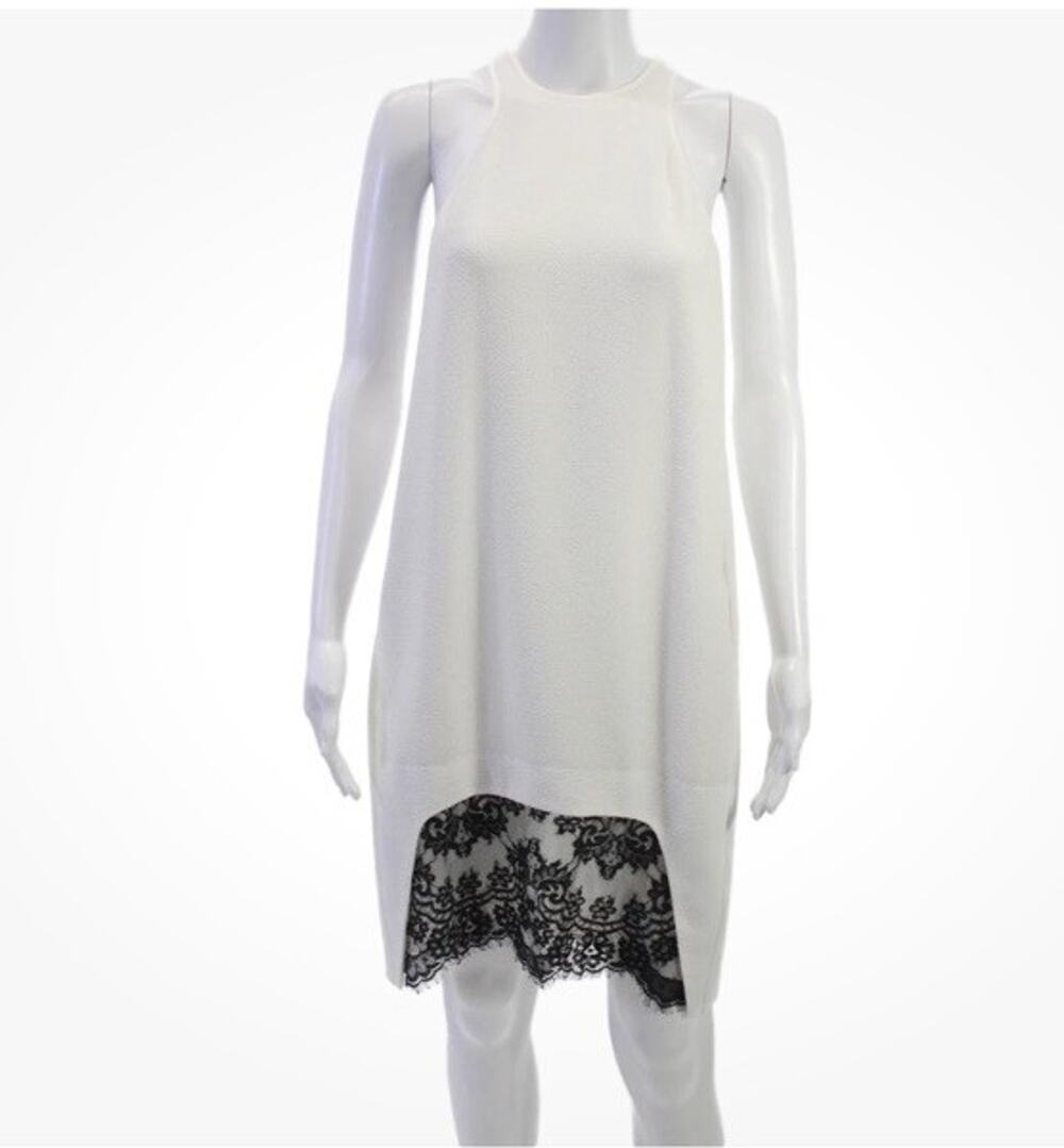 Just Cavalli Womens White Shift Dress High Neck Sleeveless Button Size 40